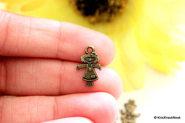 10 x Bronze Tone Girl Charms Pendants 10mm x 16mm